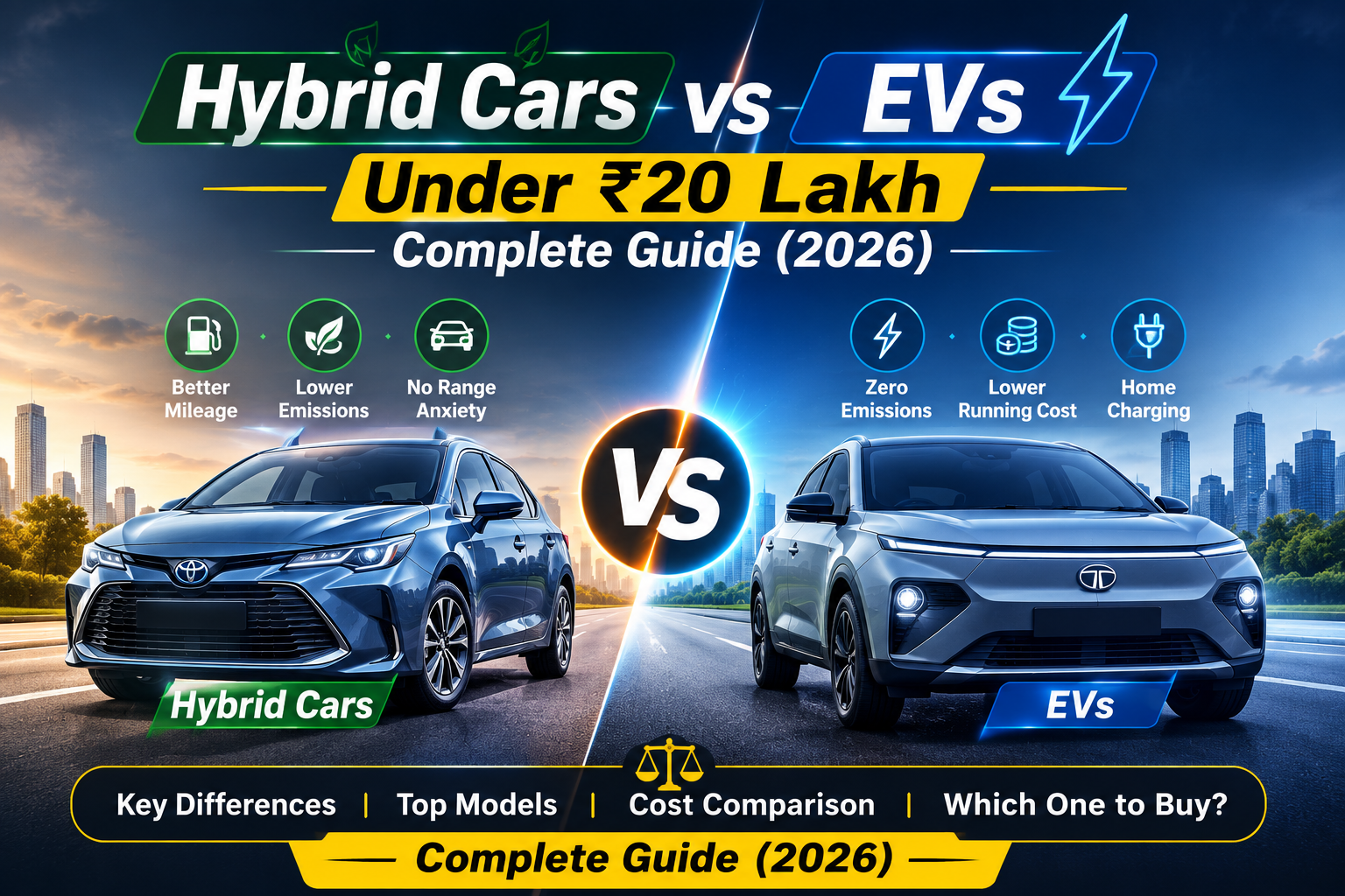 Hybrid Cars vs EVs: Under ₹20 Lakh complete guide(2026)
